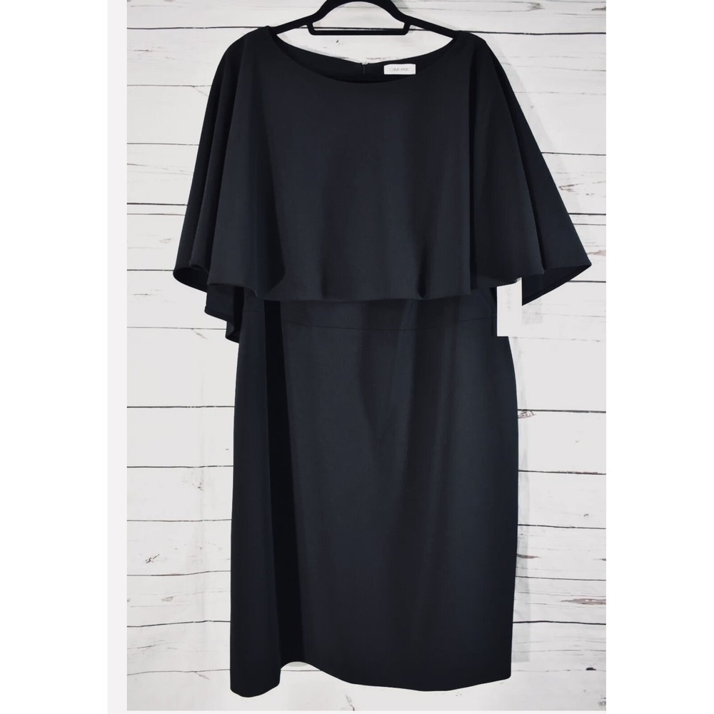 Calvin Klein Dress Women's 16W Black Sheath Round Neck Sleeveless NWT